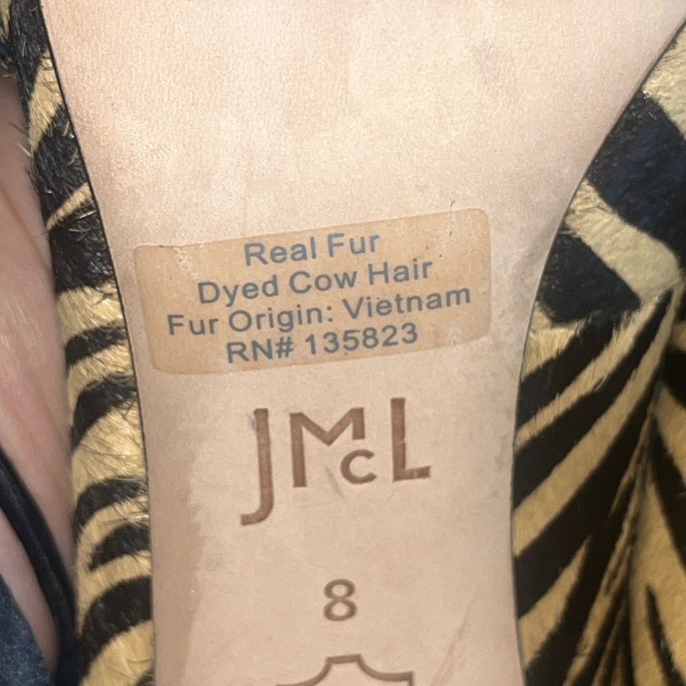 J McLaughlin Zebra print calf hair high heels size 8 - Picture 8 of 9